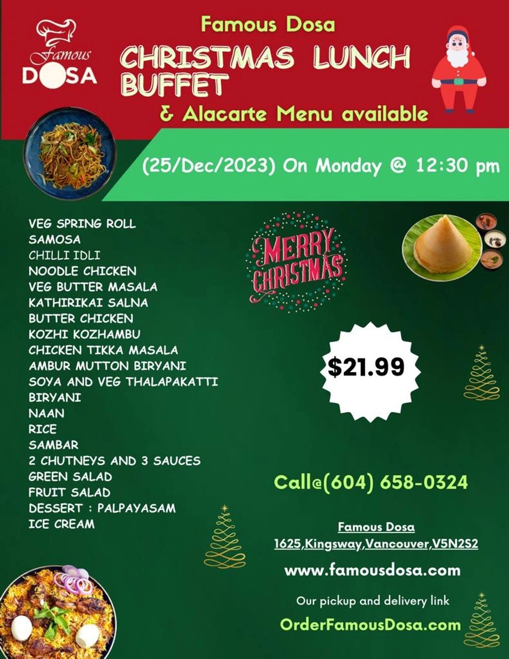 Christmas Buffet Famous Dosa on Kingsway, Vancouver